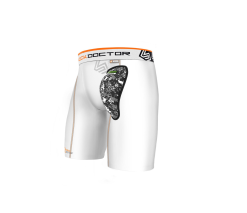 Shock Doctor White Compression Short With AirCore Hard Cup - Mens