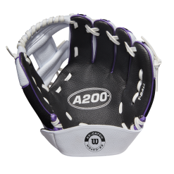 Wilson A200 EZ Catch Tee Ball Glove - 10" -Wilson Sales Store WBW100454 1 A200 Tball 10 White Black Purple