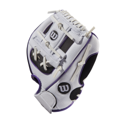 Wilson A200 EZ Catch Tee Ball Glove - 10" -Wilson Sales Store WBW100454 2 A200 Tball 10 White Black Purple