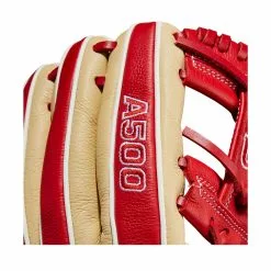 Wilson A500 Youth Baseball Glove - 11" -Wilson Sales Store WBW100899 5 A500 BB 11 Boys Blonde Red White.png.high res